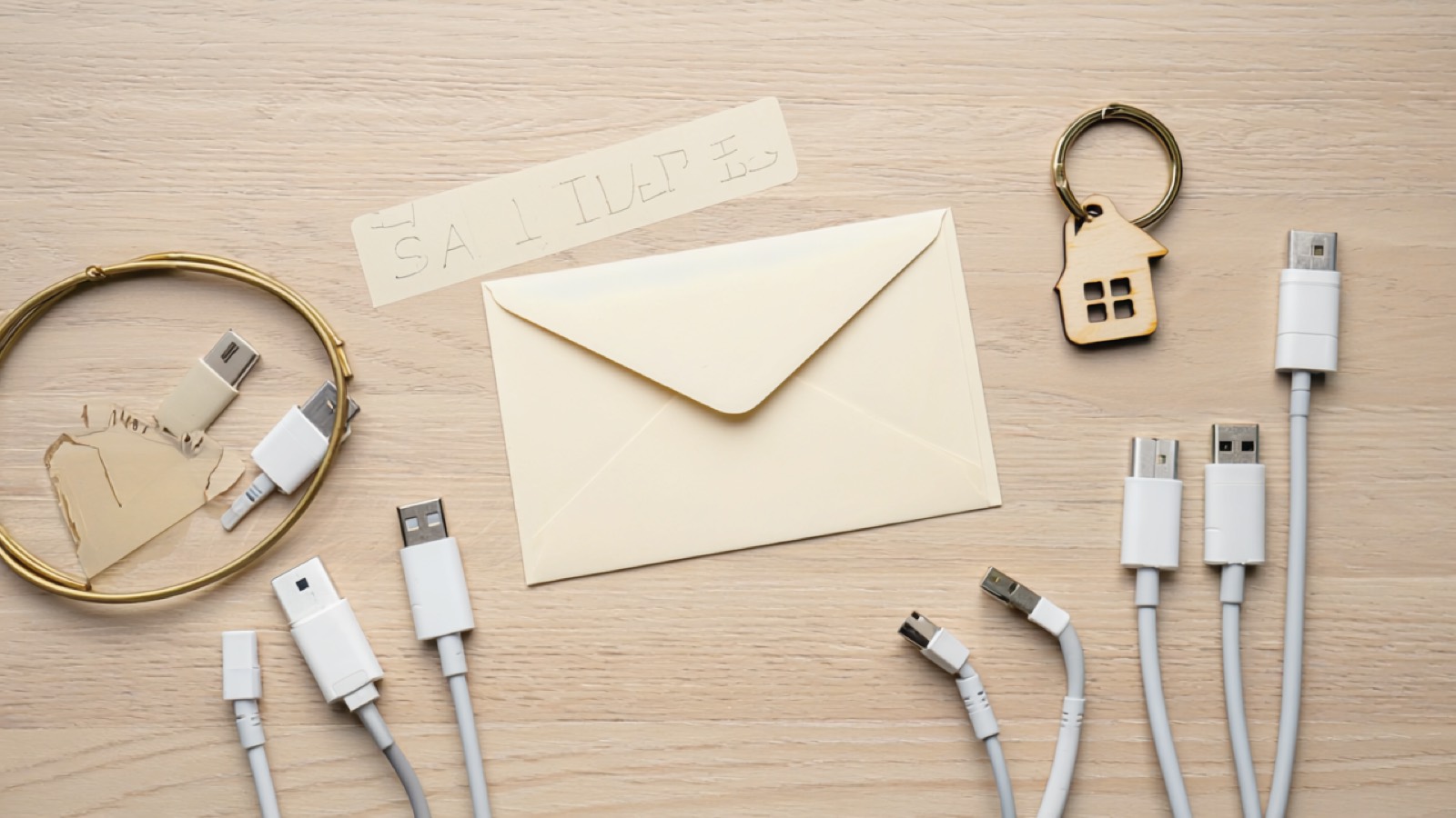 Schreibtisch mit Laptop, auf dem eine neu eingerichtete Website und ein E-Mail-Postfach zu sehen sind